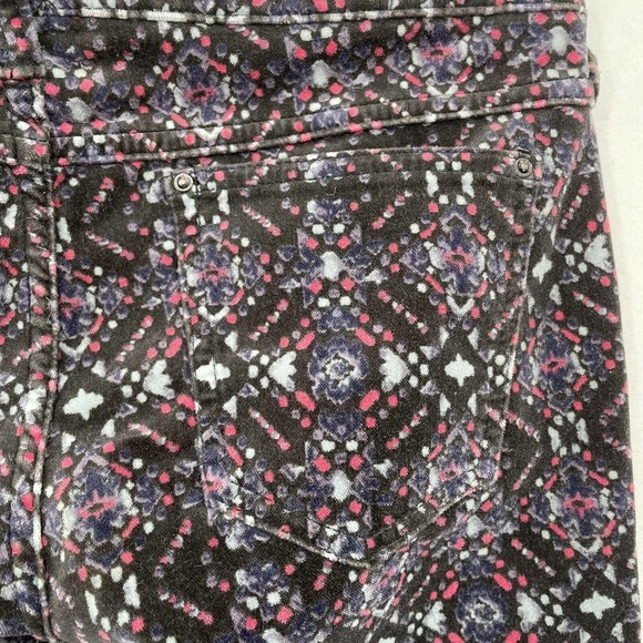 Free‎ People Women's Velvet Skinny Pants Stretch Geometric Print Size 25 - Picture 11 of 12